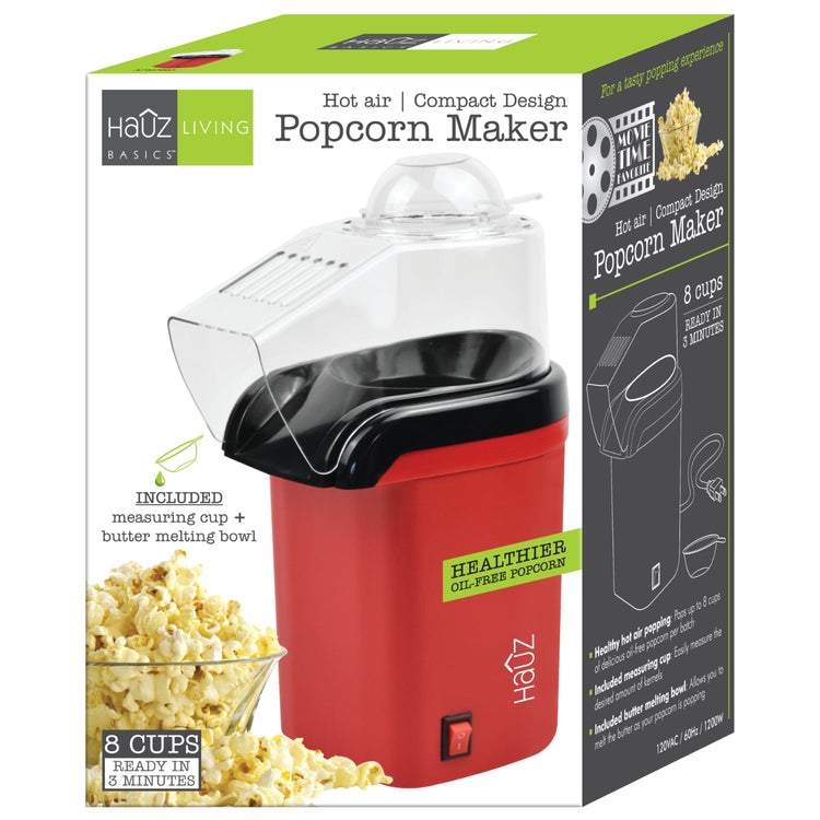 Hauz - Machine à Pop-Corn à Air Chaud, Design Compact, Rouge - Simple Boutique