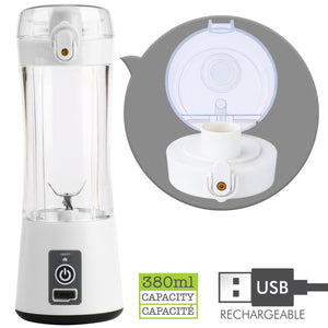 Hauz Mélangeur Portatif Rechargeable USB 380 ml avec Bec Verseur, Blanc - Simple Boutique