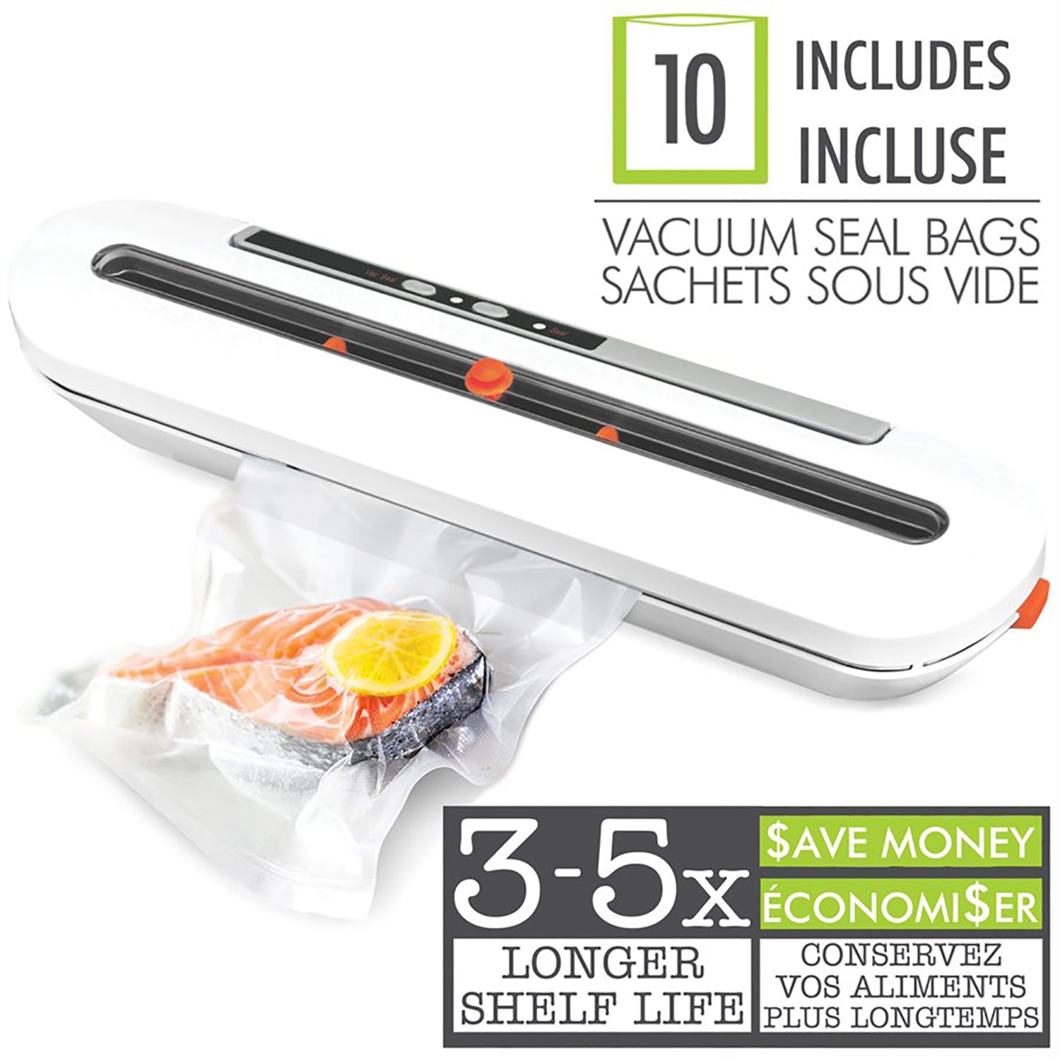 Hauz - Scelleuse à Sac Sous-Vide, 10 Sacs Inclus, Design Compact, Blanc - Simple Boutique