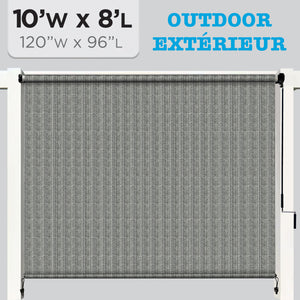 Hauz Store Extérieur à Rouleau 120" X 96", 10 pi x 8 pi, Commande à Baguette, Toile PEHD Bloque 95 % des UV, Gris - Simple Boutique