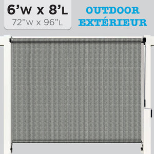 Hauz Store Extérieur à Rouleau 72" X 96", 6 pi x 8 pi, Commande à Baguette, Toile PEHD Bloque 95 % des UV, Gris - Simple Boutique