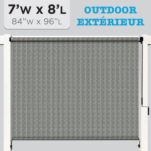Hauz Store Extérieur à Rouleau 84" X 96", 7 pi x 8 pi, Commande à Baguette, Toile PEHD Bloque 95 % des UV, Gris - Simple Boutique