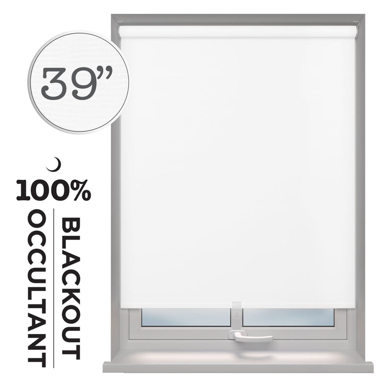 Hauz Toile Occultante à Rouleau 39" X 77" Sans Cordon, 100 % Polyester, Blanc - Simple Boutique