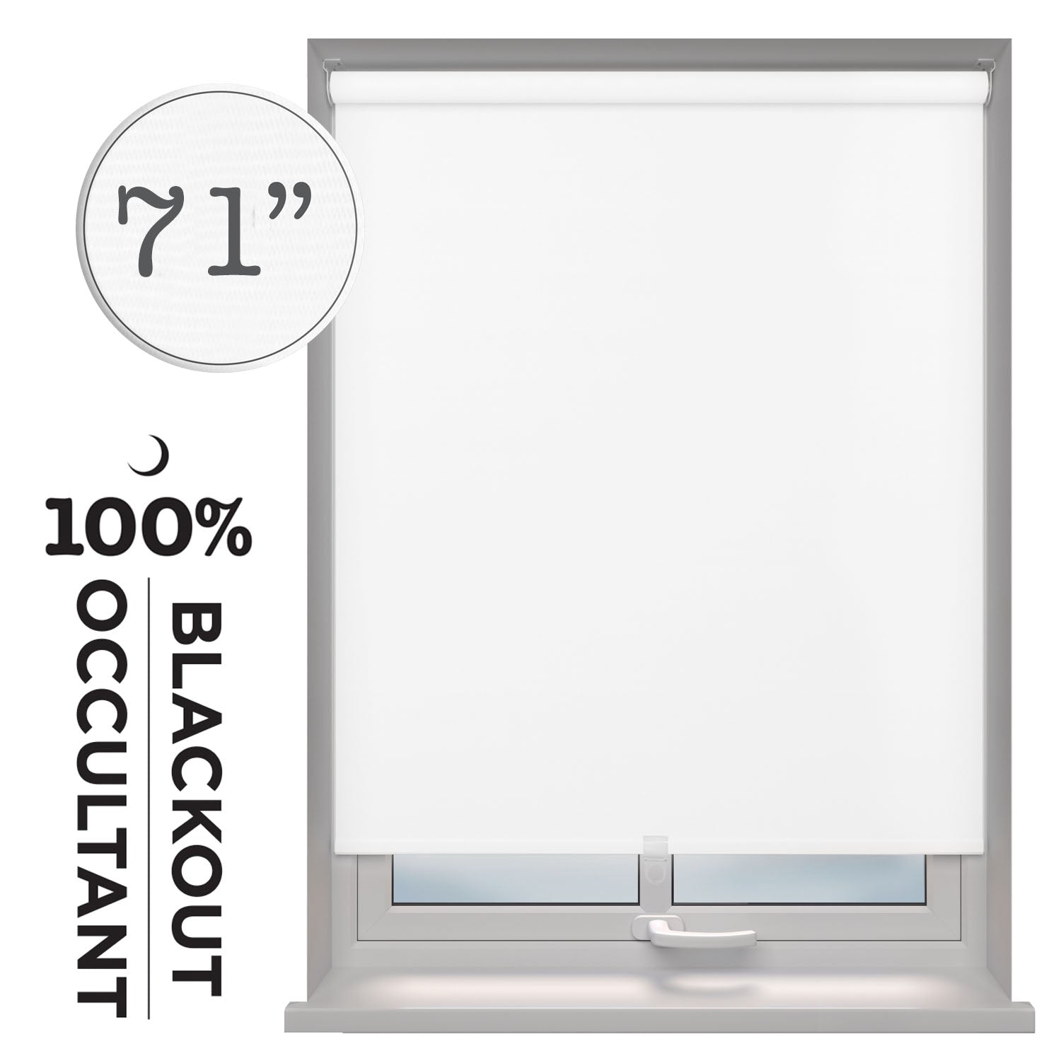 Hauz Toile Occultante à Rouleau 71" X 77" Sans Cordon, 100 % Polyester, Blanc - Simple Boutique
