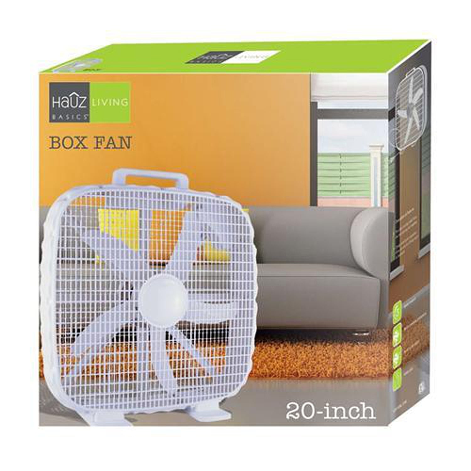 Hauz Ventilateur Boîte 20" | 3 Vitesses, Silencieux, Protection Surchauffe, Grille de Sécurité, Blanc - BF2-20 - Simple Boutique