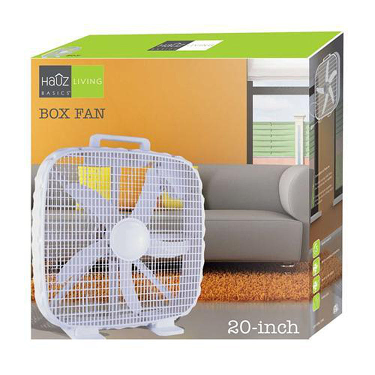 Hauz Ventilateur Boîte 20" | 3 Vitesses, Silencieux, Protection Surchauffe, Grille de Sécurité, Blanc - BF2-20 - Simple Boutique