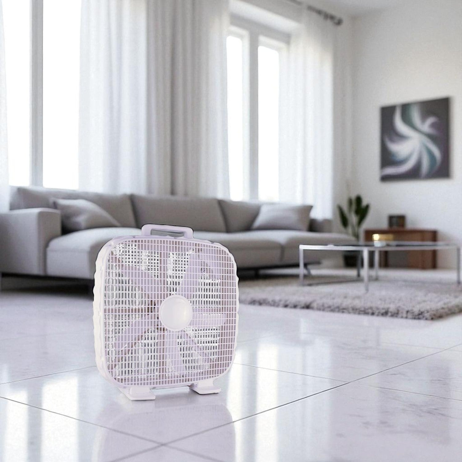 Hauz Ventilateur Boîte 20" | 3 Vitesses, Silencieux, Protection Surchauffe, Grille de Sécurité, Blanc - BF2-20 - Simple Boutique