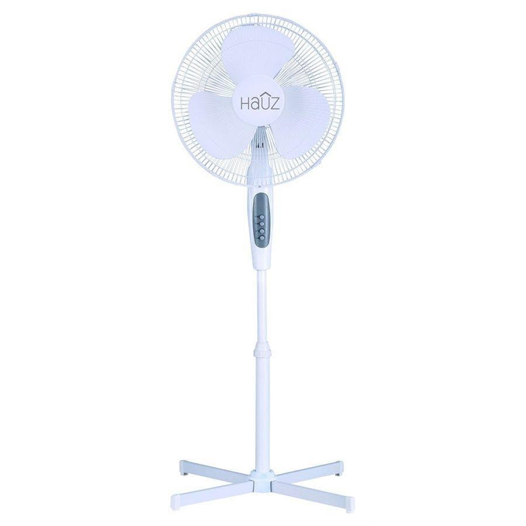 Hauz - Ventilateur Oscillant sur Pied à 3 Vitesses, Diamètre de 16 Pouces, Blanc - Simple Boutique