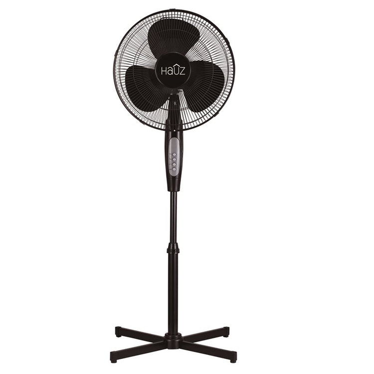 Hauz - Ventilateur sur Pied Oscillant, Diamètre de 16", 3 Vitesses, Noir - Simple Boutique