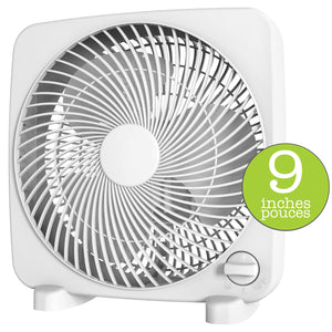 Hauz - Ventillateur Carré de 9", Réglage à 3 Vitesses, Moteur Silencieux, Blanc - Simple Boutique