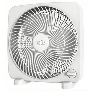 Hauz - Ventillateur Carré de 9", Réglage à 3 Vitesses, Moteur Silencieux, Blanc - Simple Boutique