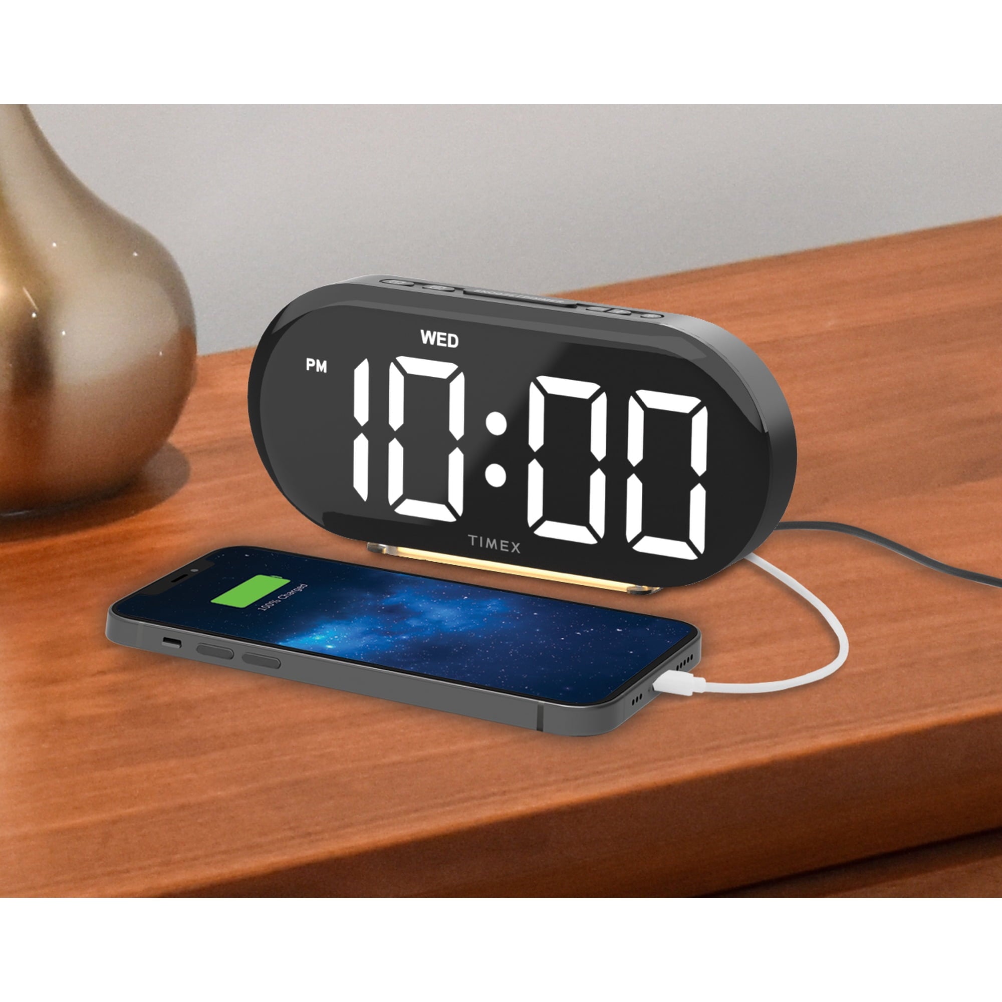Horloge réveil double avec double charge USB et veilleuse - TW502 - Simple Boutique