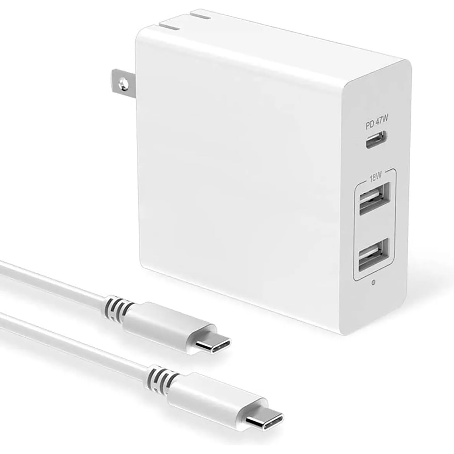 HuntKey - Chargeur Mural 1 Prise USB-C et 2 Prises USB-A Avec Câble de 1.8m, Blanc - Simple Boutique