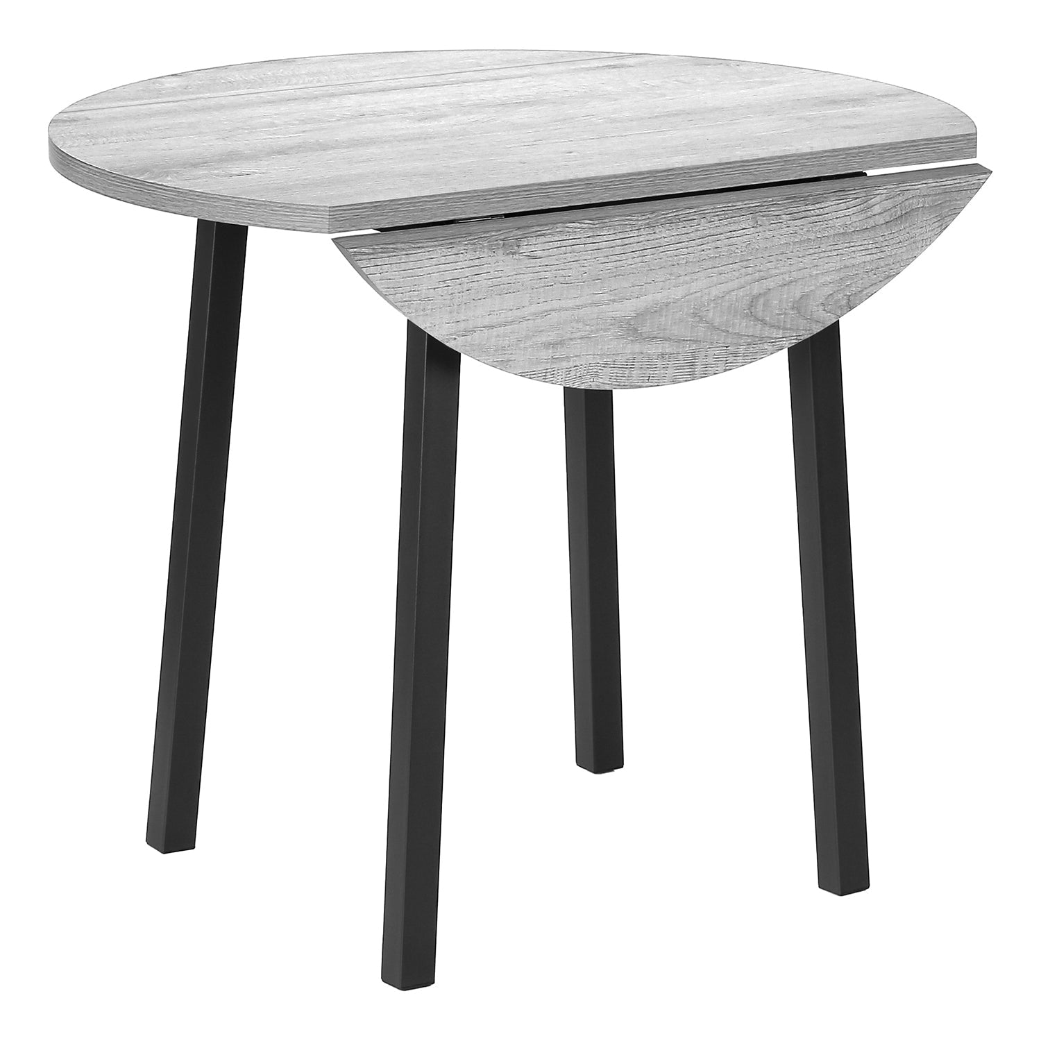 I 1007 - Ensemble De Table À Manger, Ensemble 3pcs, Petit, Tablette Rabattante 35", Cuisine, Métal Noir, Stratifié Gris, Contemporain, Moderne - Simple Boutique
