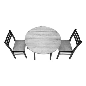I 1007 - Ensemble De Table À Manger, Ensemble 3pcs, Petit, Tablette Rabattante 35", Cuisine, Métal Noir, Stratifié Gris, Contemporain, Moderne - Simple Boutique