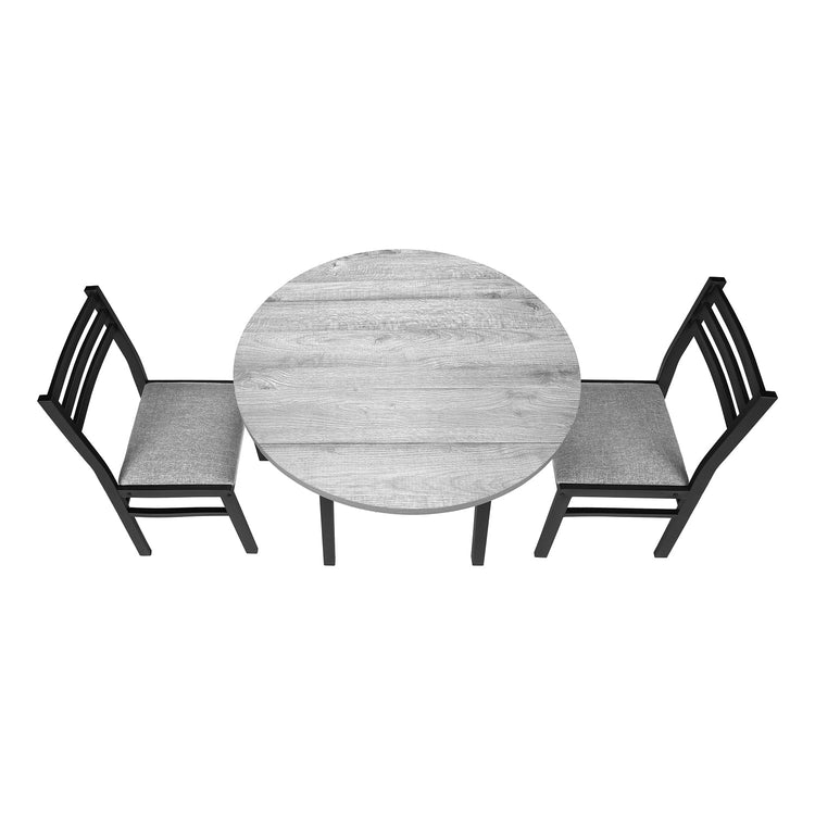 I 1007 - Ensemble De Table À Manger, Ensemble 3pcs, Petit, Tablette Rabattante 35", Cuisine, Métal Noir, Stratifié Gris, Contemporain, Moderne - Simple Boutique