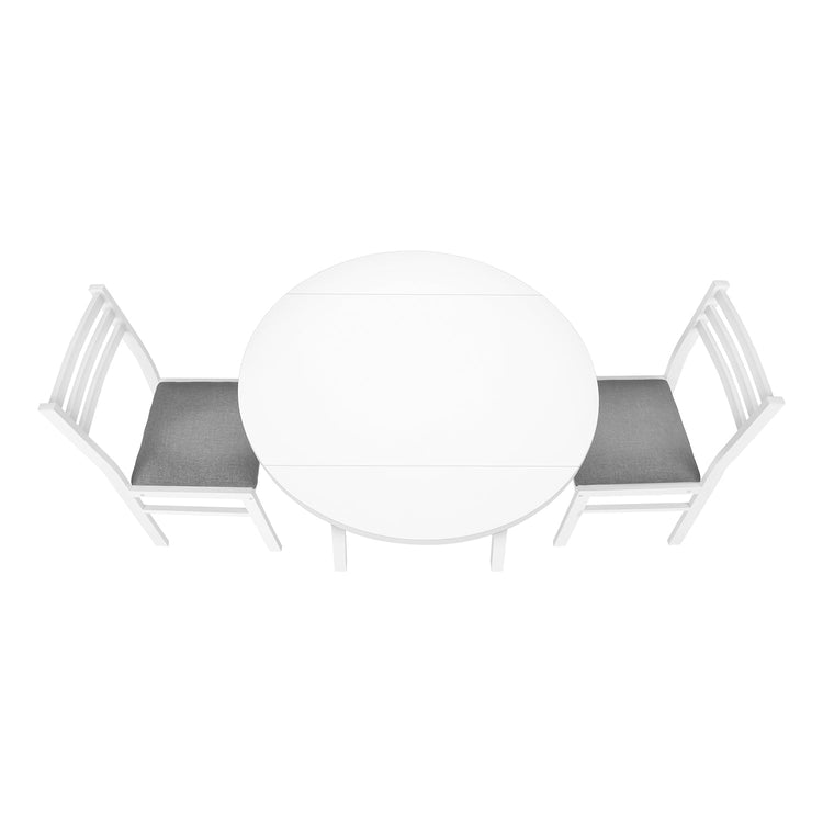 I 1011 - Ensemble De Table À Manger, Ensemble 3pcs, Petit, Tablette Rabattante 35", Cuisine, Métal Blanc Et Laminé, Tissu Gris, Contemporain, Moderne - Simple Boutique