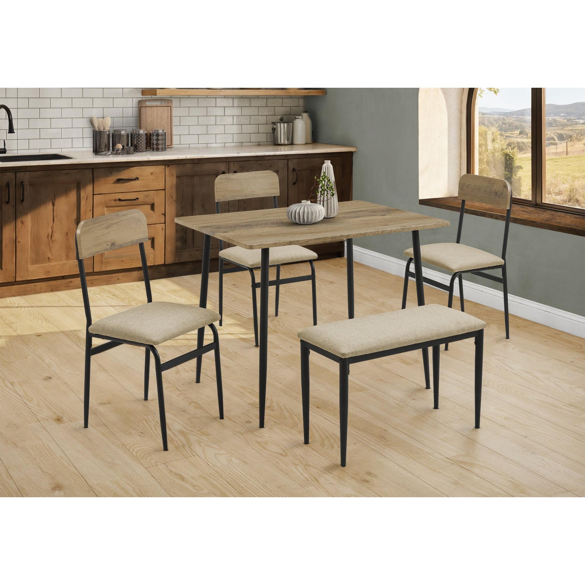 I 1027 - Ens Salle A Manger, Ensemble De 5 Pièces, 40'' Rectangulaire, Petit, Cuisine, Métal Noir, Contemporain, Moderne - Simple Boutique