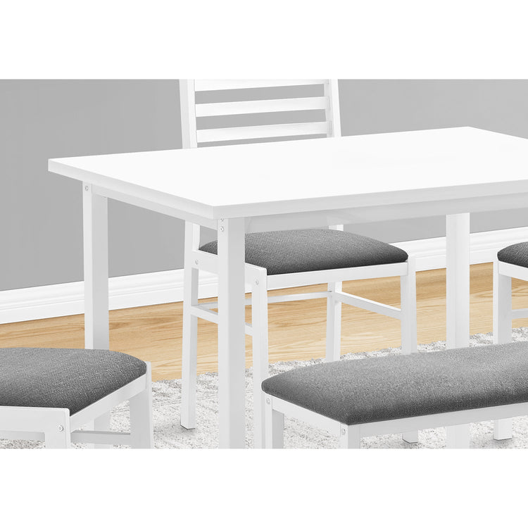 I 1031 - Ensemble Salle A Manger, 5pcs Ensemble, 40" Rectangulaire, Cuisine, Petit, Métal Blanc Et Laminé, Tissu Gris, Contemporain, Moderne - Simple Boutique