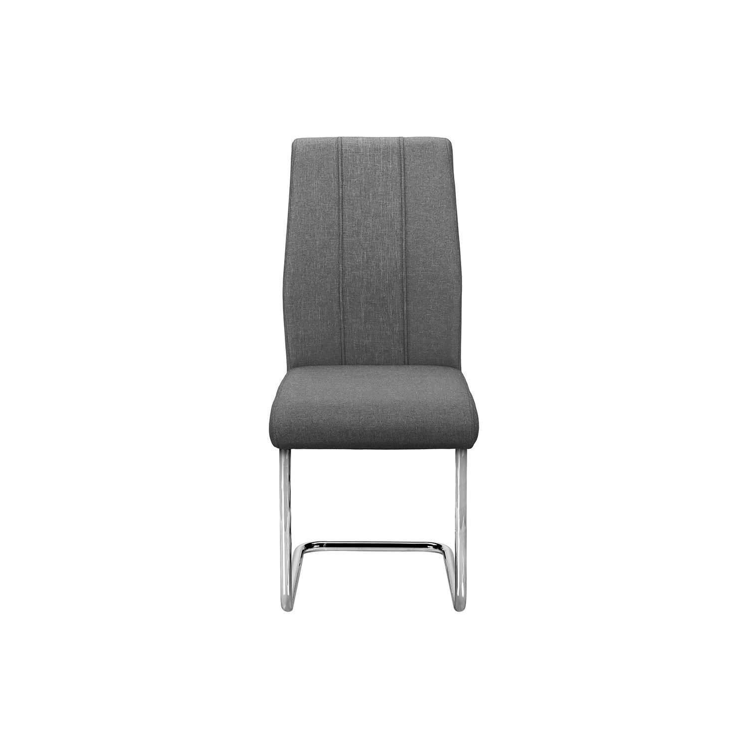 I 1061 - Chaise De Salle À Manger, Ensemble De 2, Coté, Rembourré, Cuisine, Salle À Manger, 39 Pouces De Hauteur, Tissu Gris, Métal Chromé, Contemporain, Moderne - Simple Boutique