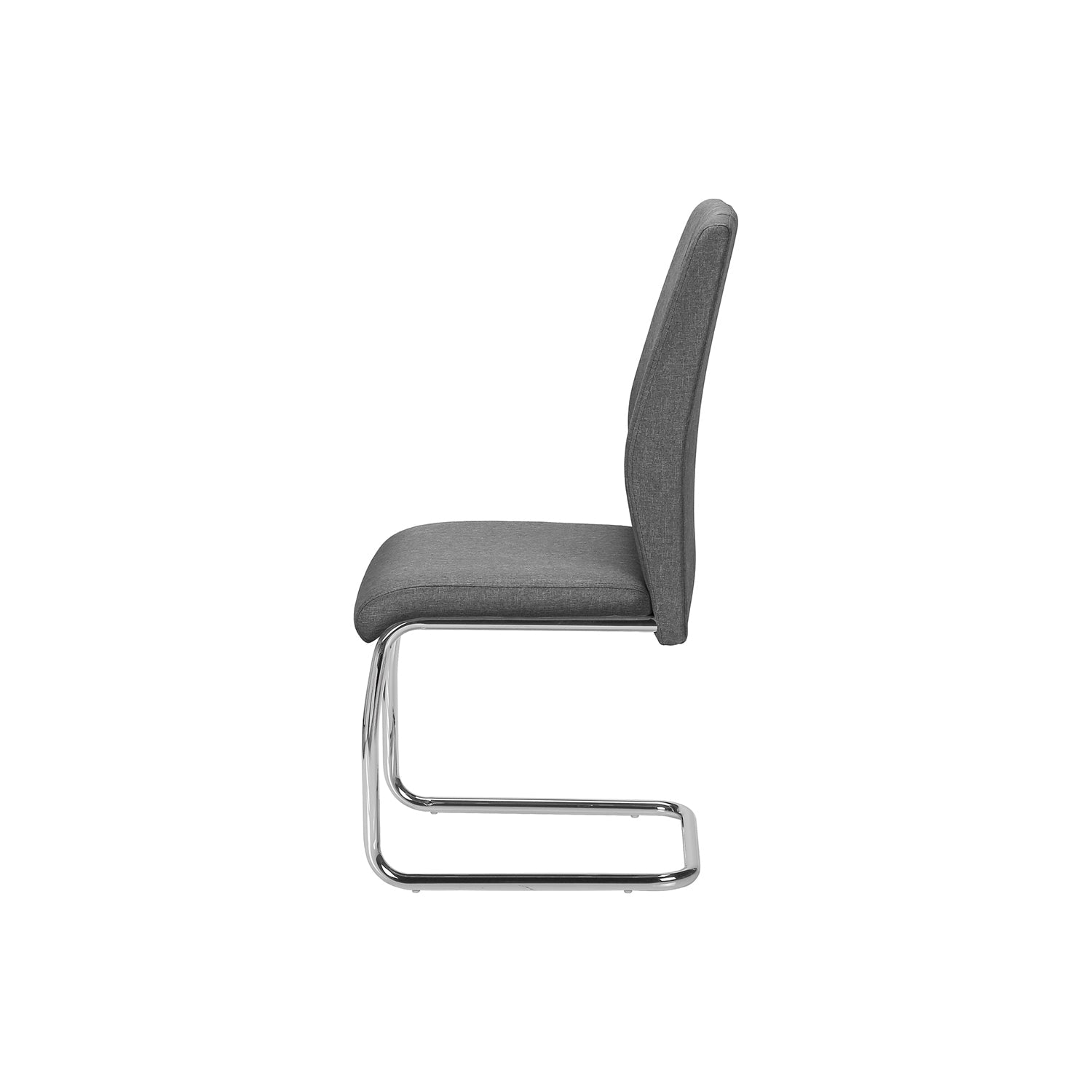 I 1061 - Chaise De Salle À Manger, Ensemble De 2, Coté, Rembourré, Cuisine, Salle À Manger, 39 Pouces De Hauteur, Tissu Gris, Métal Chromé, Contemporain, Moderne - Simple Boutique