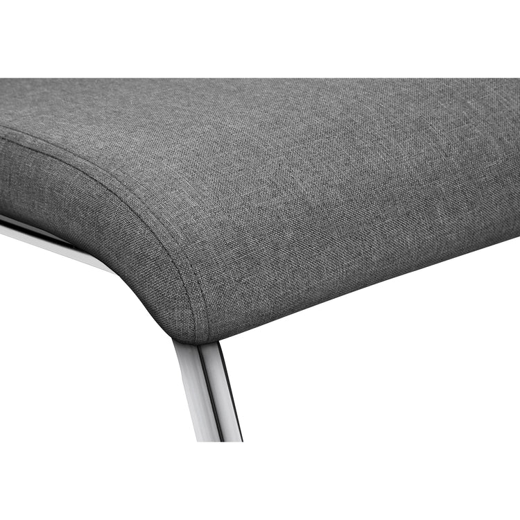 I 1061 - Chaise De Salle À Manger, Ensemble De 2, Coté, Rembourré, Cuisine, Salle À Manger, 39 Pouces De Hauteur, Tissu Gris, Métal Chromé, Contemporain, Moderne - Simple Boutique