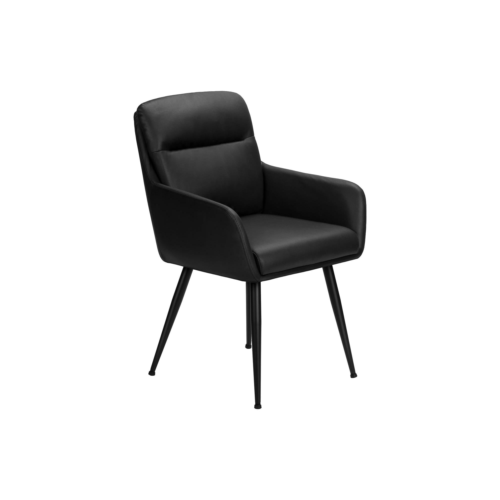I 1115 - Chaise, 34'' Hauteur, Ensemble De 2, Rembourré, Coté, Salle À Manger, Cuisine, Aspect Cuir Noir, Métal Noir, Contemporain, Moderne - Simple Boutique