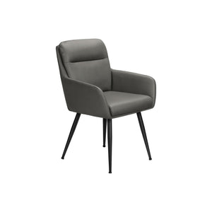 I 1116 - Chaise, 34'' Hauteur, Ensemble De 2, Rembourré, Coté, Salle À Manger, Cuisine, Aspect Cuir Gris, Métal Noir, Contemporain, Moderne - Simple Boutique