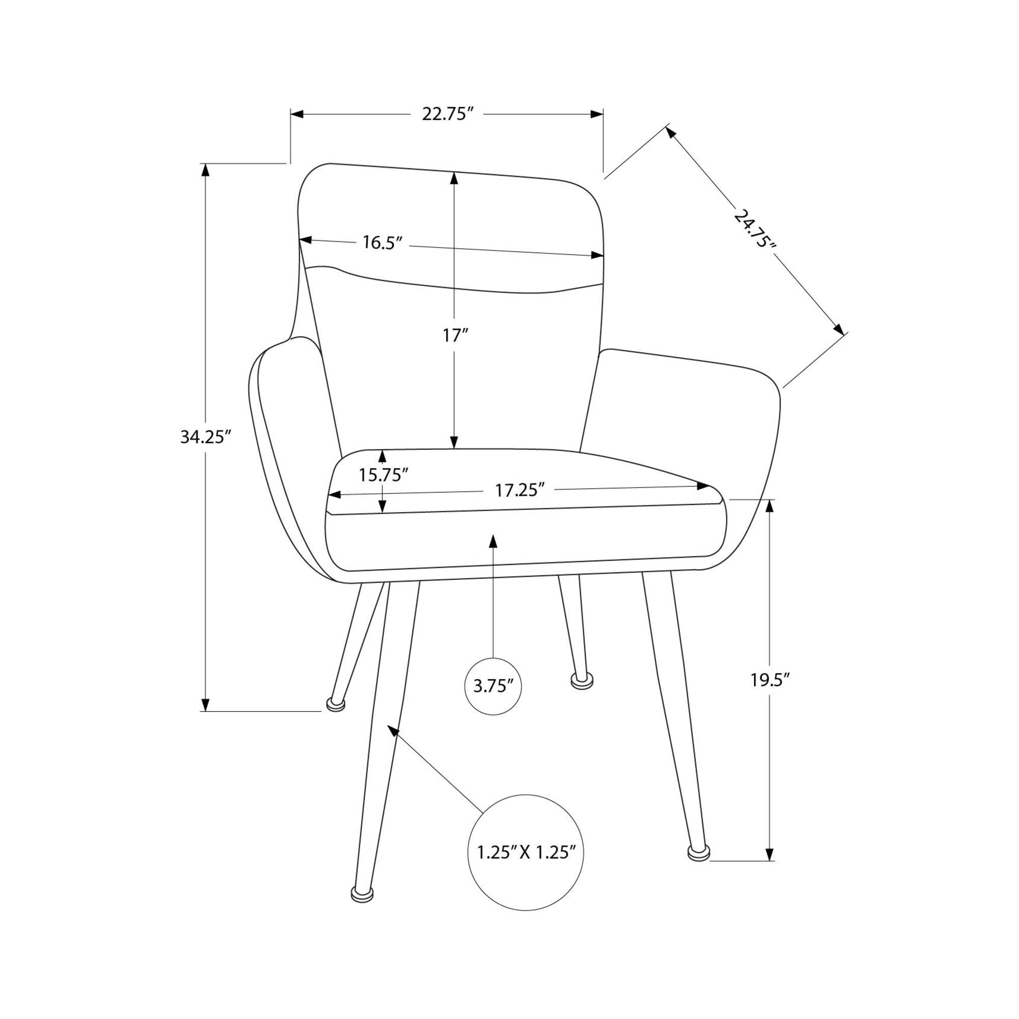 I 1116 - Chaise, 34'' Hauteur, Ensemble De 2, Rembourré, Coté, Salle À Manger, Cuisine, Aspect Cuir Gris, Métal Noir, Contemporain, Moderne - Simple Boutique