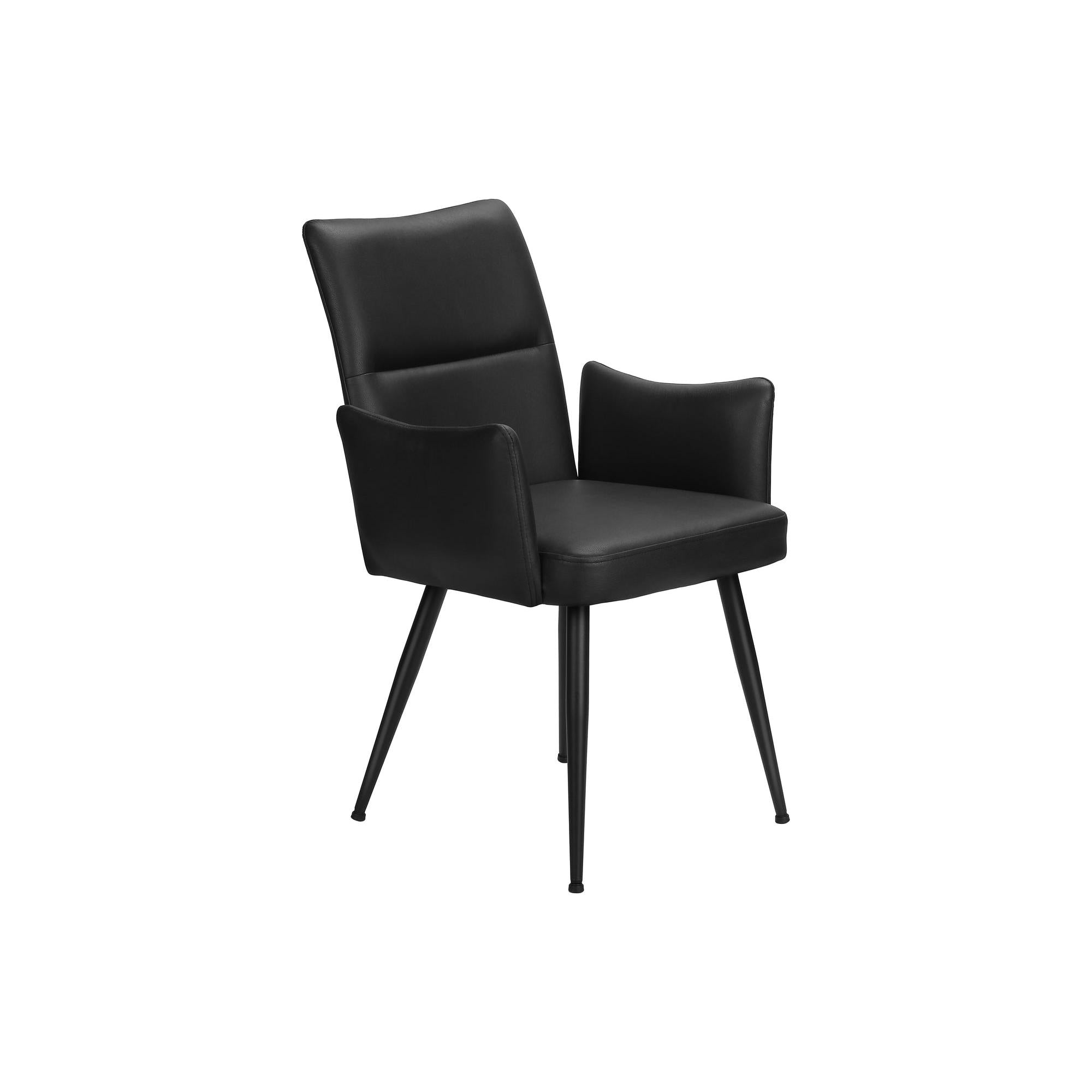 I 1125 - Chaise, 36'' De Haut, Ensemble De 2, Rembourré, Coté, Salle À Manger, Cuisine, Aspect Cuir Noir, Métal Noir, Contemporain, Moderne - Simple Boutique