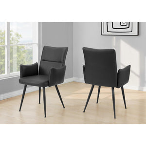 I 1125 - Chaise, 36'' De Haut, Ensemble De 2, Rembourré, Coté, Salle À Manger, Cuisine, Aspect Cuir Noir, Métal Noir, Contemporain, Moderne - Simple Boutique