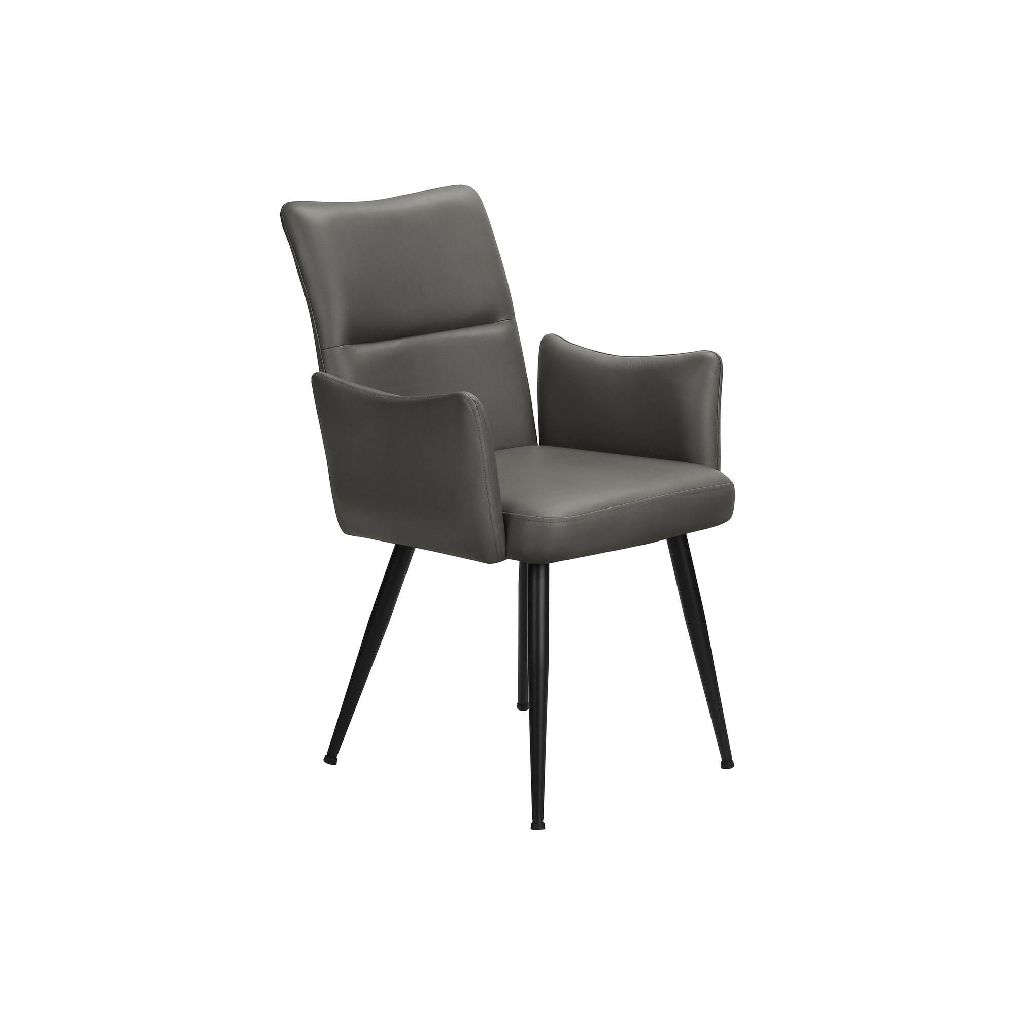 I 1126 - Chaise, 36'' De Haut, Ensemble De 2, Rembourré, Coté, Salle À Manger, Cuisine, Aspect Cuir Gris, Métal Noir, Contemporain, Moderne - Simple Boutique