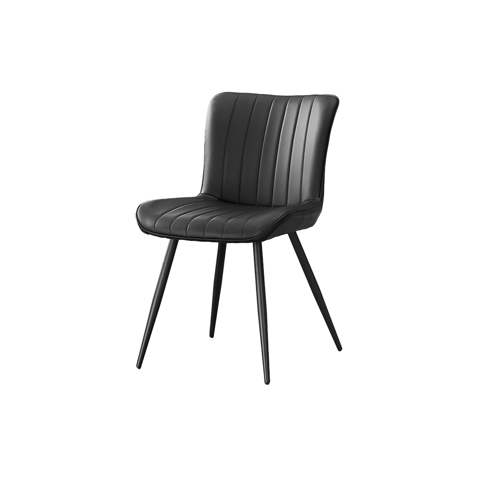 I 1130 - Chaise, 33'' Hauteur, Salle À Manger, Cuisine, Rembourré, Coté, Ensemble De 2, Aspect Cuir Noir, Métal Noir, Contemporain - Simple Boutique
