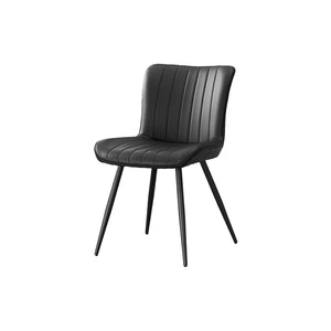 I 1130 - Chaise, 33'' Hauteur, Salle À Manger, Cuisine, Rembourré, Coté, Ensemble De 2, Aspect Cuir Noir, Métal Noir, Contemporain - Simple Boutique