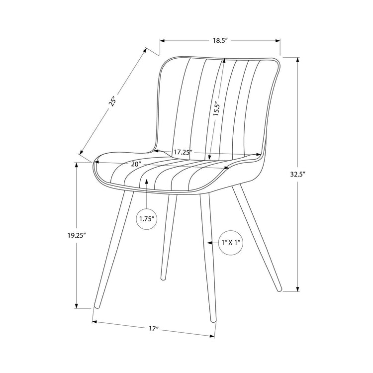 I 1130 - Chaise, 33'' Hauteur, Salle À Manger, Cuisine, Rembourré, Coté, Ensemble De 2, Aspect Cuir Noir, Métal Noir, Contemporain - Simple Boutique