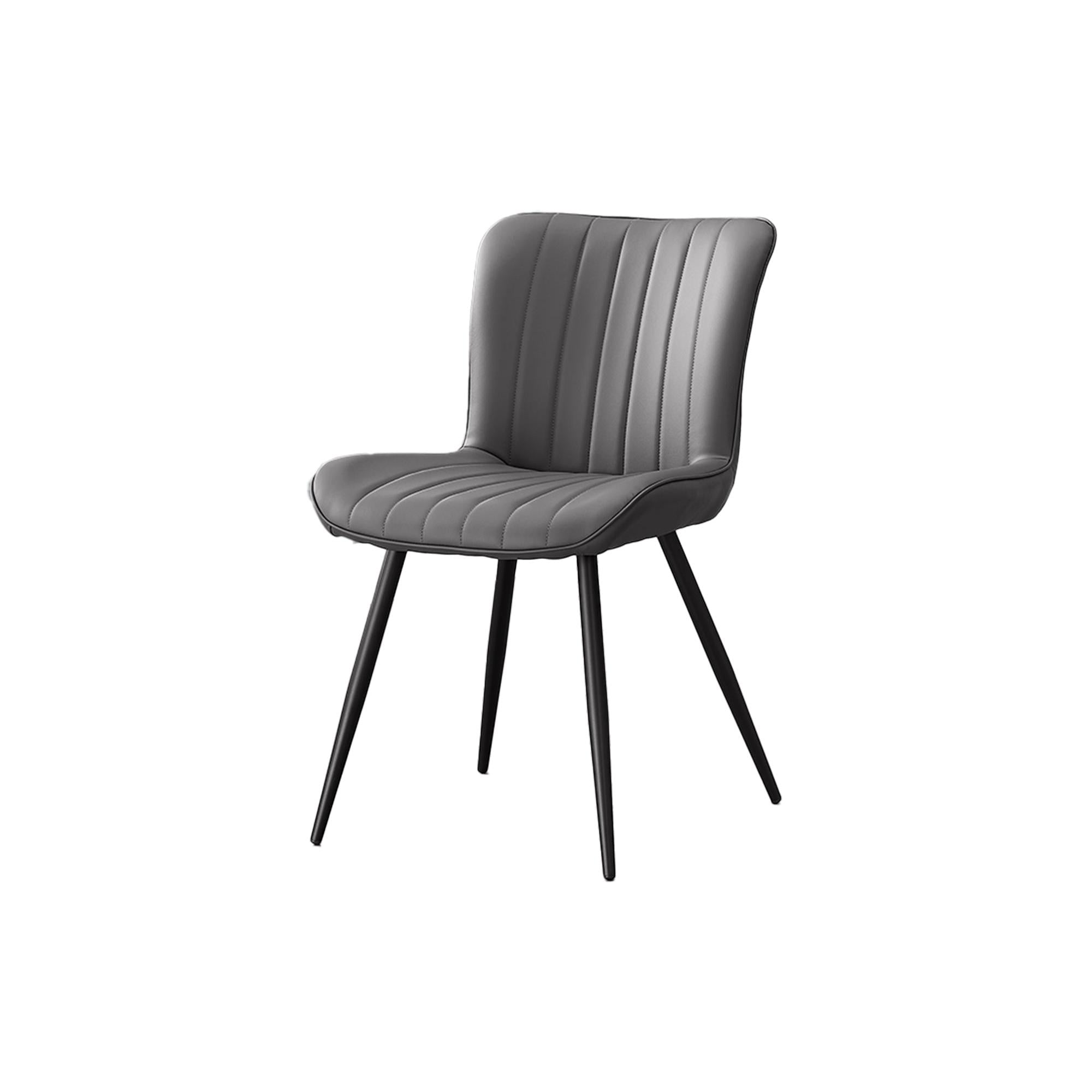 I 1131 - Chaise, 33'' Hauteur, Salle À Manger, Cuisine, Rembourré, Coté, Ensemble De 2, Aspect Cuir Gris, Métal Noir, Contemporain, Moderne - Simple Boutique