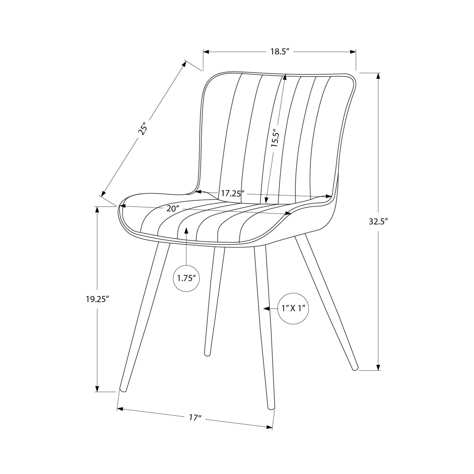 I 1131 - Chaise, 33'' Hauteur, Salle À Manger, Cuisine, Rembourré, Coté, Ensemble De 2, Aspect Cuir Gris, Métal Noir, Contemporain, Moderne - Simple Boutique