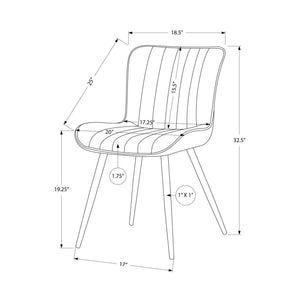 I 1131 - Chaise, 33'' Hauteur, Salle À Manger, Cuisine, Rembourré, Coté, Ensemble De 2, Aspect Cuir Gris, Métal Noir, Contemporain, Moderne - Simple Boutique