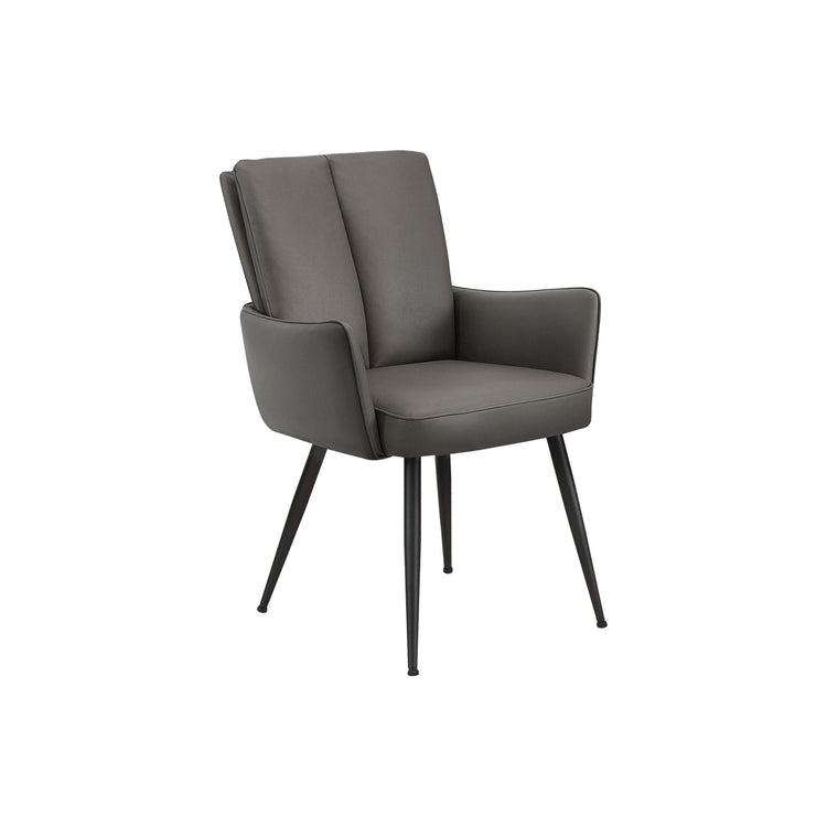 I 1145 - Chaise, 36'' De Haut, Ensemble De 2, Rembourré, Coté, Salle À Manger, Cuisine, Aspect Cuir Gris, Métal Noir, Contemporain, Moderne - Simple Boutique