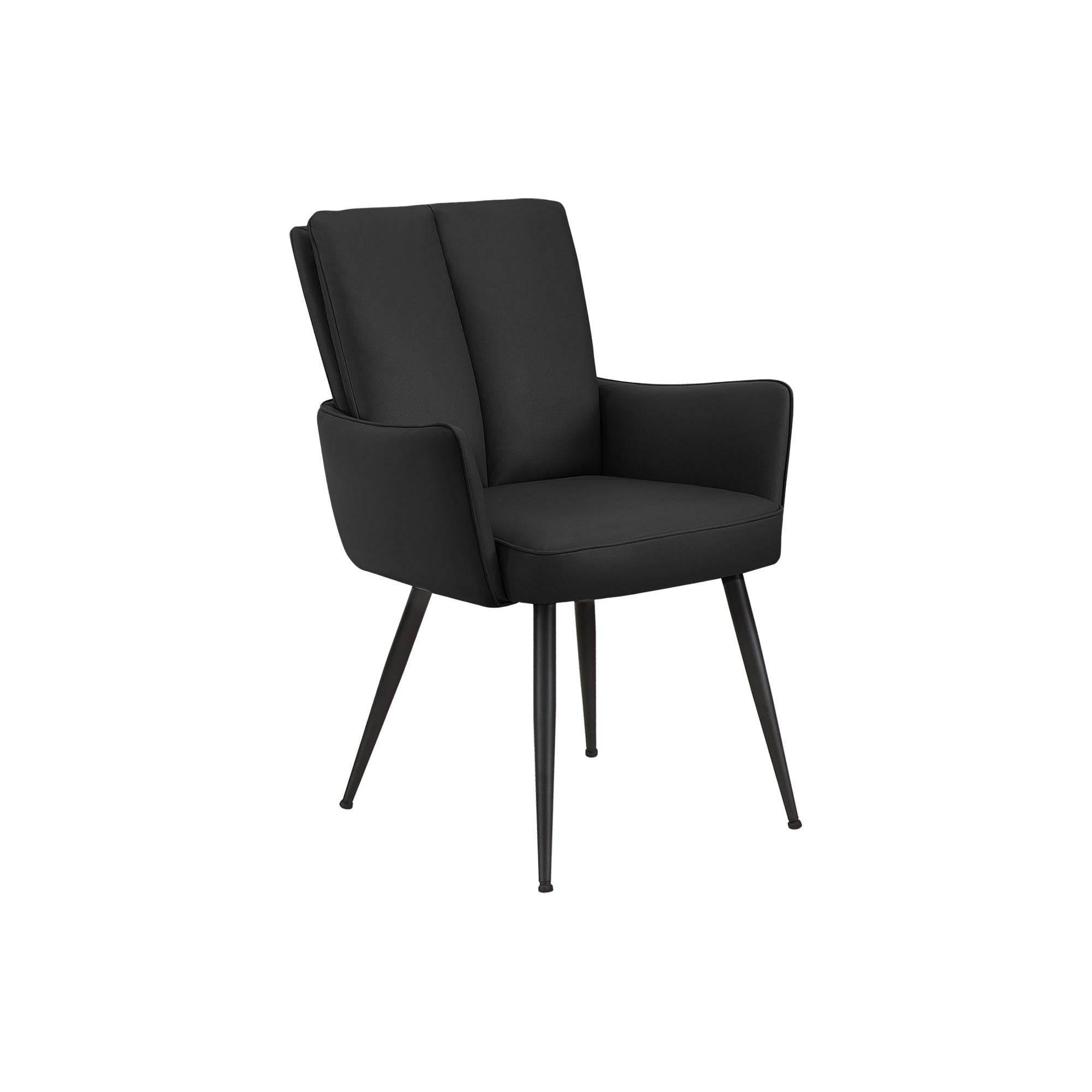 I 1146 - Chaise, 36'' De Haut, Ensemble De 2, Rembourré, Coté, Salle À Manger, Cuisine, Aspect Cuir Noir, Métal Noir, Contemporain, Moderne - Simple Boutique