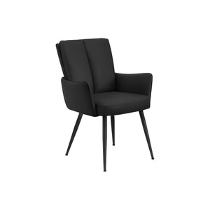 I 1146 - Chaise, 36'' De Haut, Ensemble De 2, Rembourré, Coté, Salle À Manger, Cuisine, Aspect Cuir Noir, Métal Noir, Contemporain, Moderne - Simple Boutique
