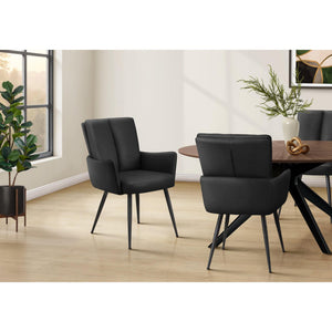I 1146 - Chaise, 36'' De Haut, Ensemble De 2, Rembourré, Coté, Salle À Manger, Cuisine, Aspect Cuir Noir, Métal Noir, Contemporain, Moderne - Simple Boutique
