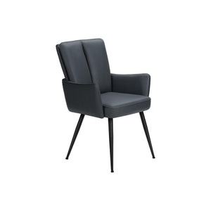 I 1148 - Chaise, 36'' De Haut, Ensemble De 2, Rembourré, Coté, Salle À Manger, Cuisine, Aspect Cuir Bleu, Métal Noir, Contemporain, Moderne - Simple Boutique
