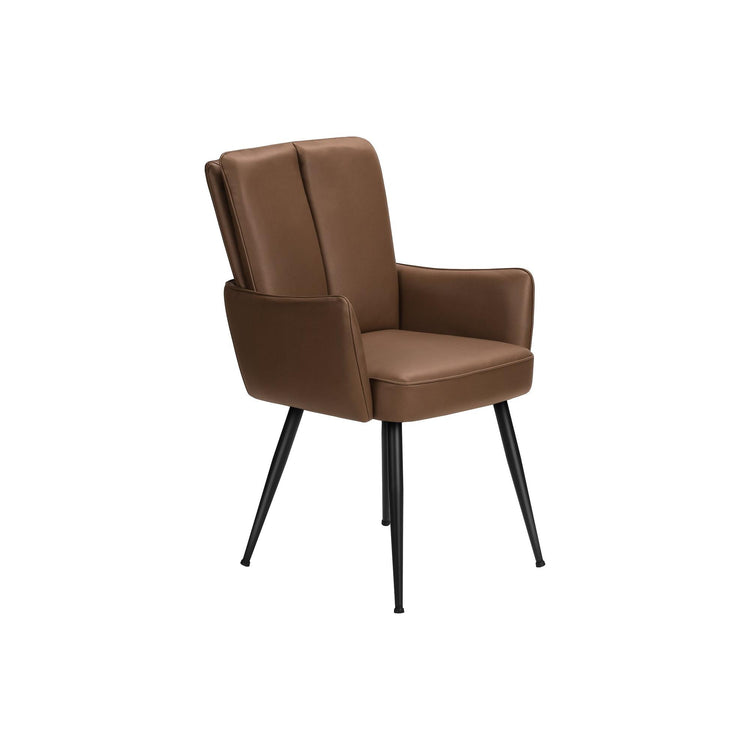 I 1149 - Chaise, 36'' De Haut, Ensemble De 2, Rembourré, Coté, Salle À Manger, Cuisine, Aspect Cuir Marron, Métal Noir, Contemporain, Moderne - Simple Boutique