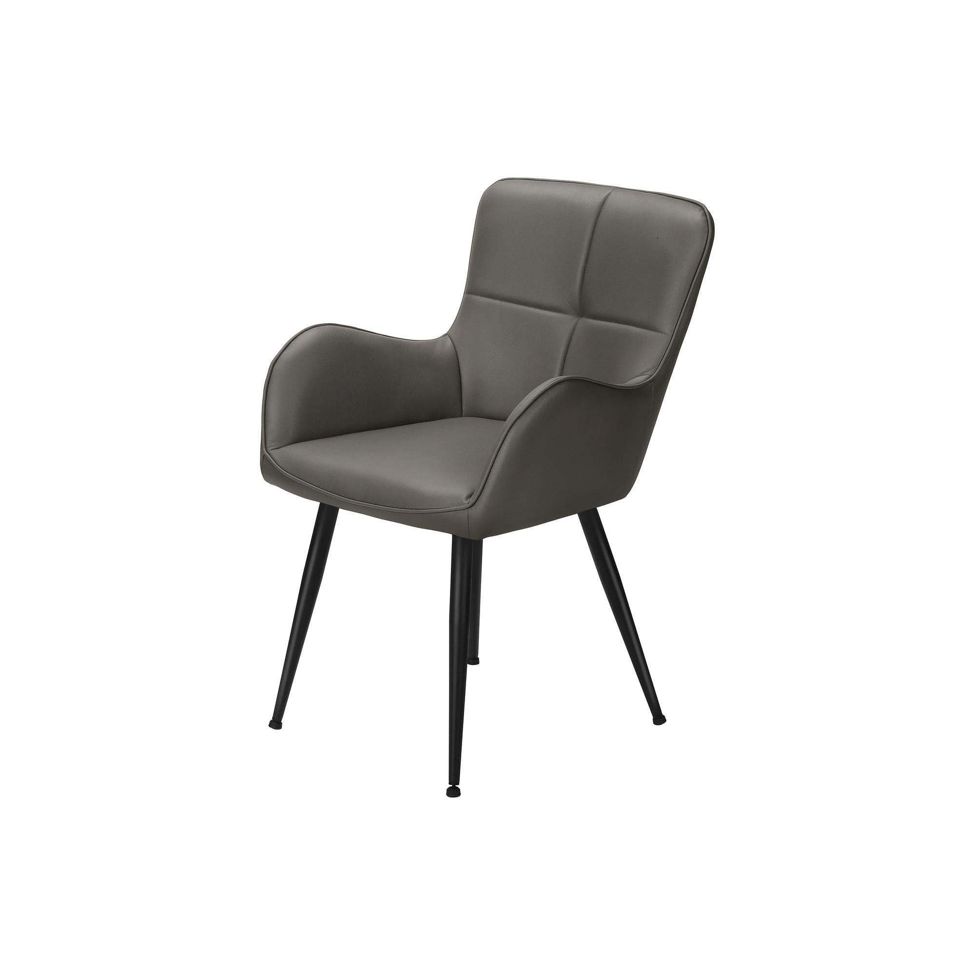 I 1158 - Chaise, 33'' Hauteur, Ensemble De 2, Rembourré, Coté, Salle À Manger, Cuisine, Aspect Cuir Gris, Métal Noir, Contemporain, Moderne - Simple Boutique