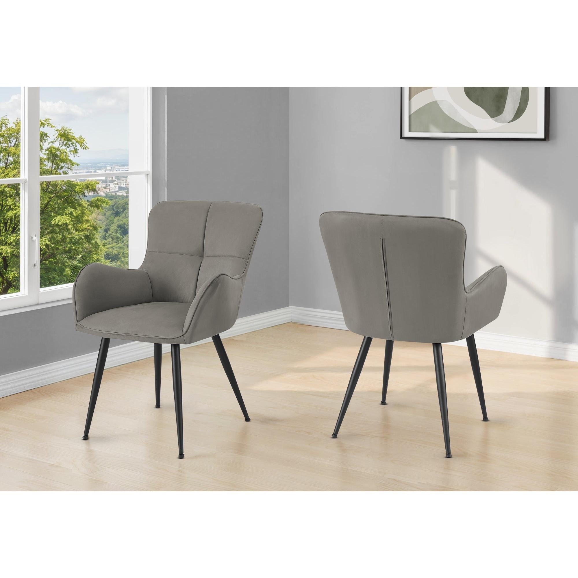 I 1159 - Chaise, 33'' Hauteur, Ensemble De 2, Rembourré, Coté, Salle À Manger, Cuisine, Look Daim Gris, Métal Noir, Contemporain, Moderne - Simple Boutique