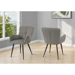 I 1159 - Chaise, 33'' Hauteur, Ensemble De 2, Rembourré, Coté, Salle À Manger, Cuisine, Look Daim Gris, Métal Noir, Contemporain, Moderne - Simple Boutique
