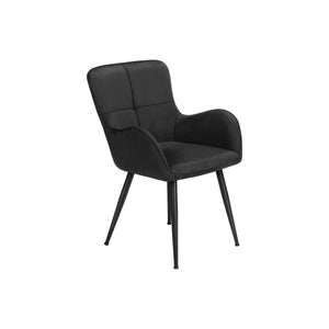 I 1160 - Chaise, 33'' Hauteur, Ensemble De 2, Rembourré, Coté, Salle À Manger, Cuisine, Look Daim Noir, Métal Noir, Contemporain, Moderne - Simple Boutique