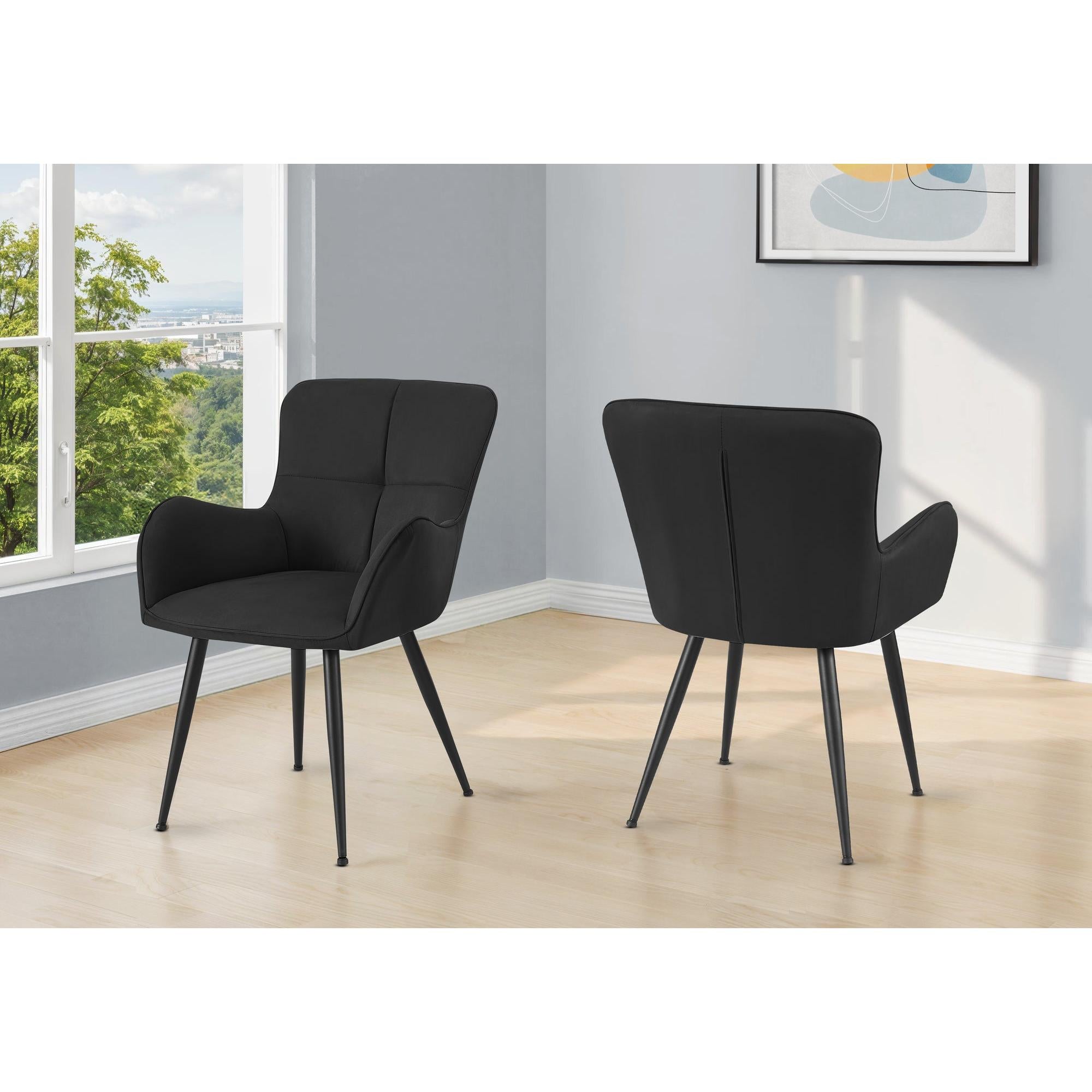 I 1160 - Chaise, 33'' Hauteur, Ensemble De 2, Rembourré, Coté, Salle À Manger, Cuisine, Look Daim Noir, Métal Noir, Contemporain, Moderne - Simple Boutique