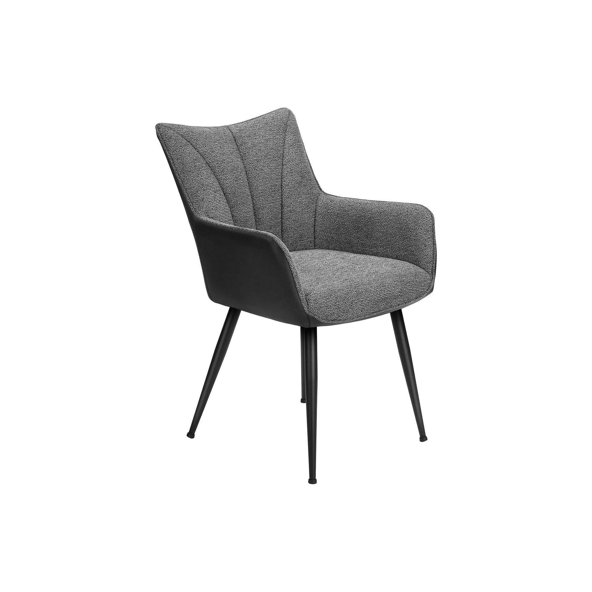 I 1167 - Chaise, 35'' Hauteur, Ensemble De 2, Rembourré, Coté, Salle À Manger, Cuisine, Tissu Gris Foncé, Aspect Cuir Noir, Contemporain - Simple Boutique